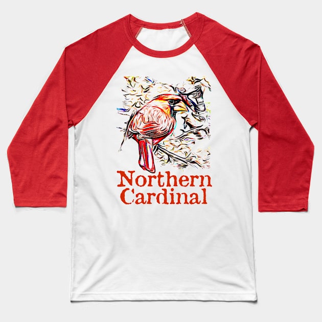 Northern Cardinal Baseball T-Shirt by Ripples of Time